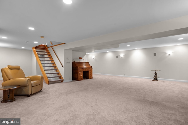 11 Candace Ct, Richboro, PA 18954 - finished below grade area with recessed lighting, carpet, baseboards, and stairs