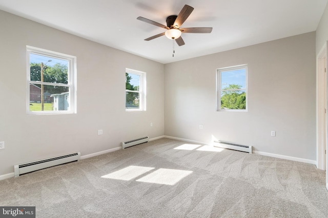 407 Lingle St, Osceola Mills, PA 16666 - carpeted spare room with a baseboard radiator and a ceiling fan