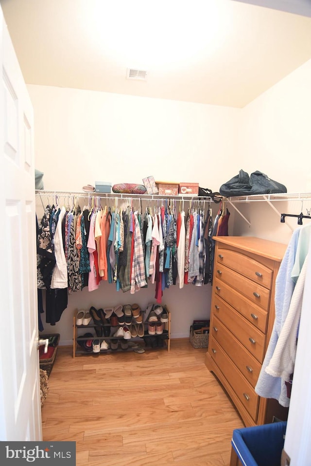 walk in closet featuring light wood-type flooring