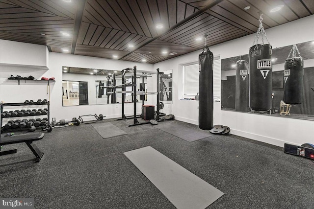 exercise room with baseboards