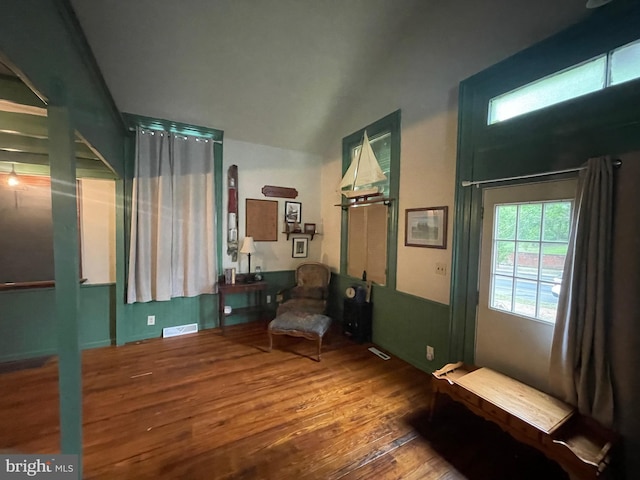 120 Hanover St, Pemberton, NJ 08068 - sitting room featuring wood finished floors and lofted ceiling