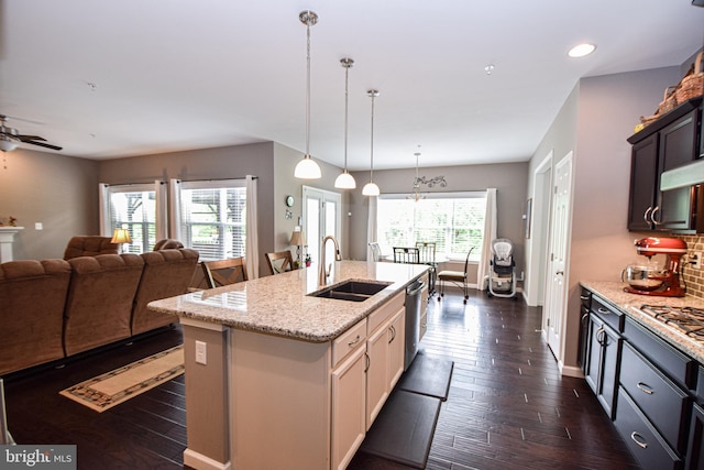 130 Steamboat Ct, North East, MD 21901 - kitchen featuring a sink, dark wood-style flooring, open floor plan, stainless steel dishwasher, and recessed lighting