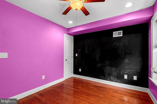 1248 N Hollywood St, Philadelphia, PA 19121 - unfurnished room featuring ceiling fan, baseboards, wood finished floors, and recessed lighting