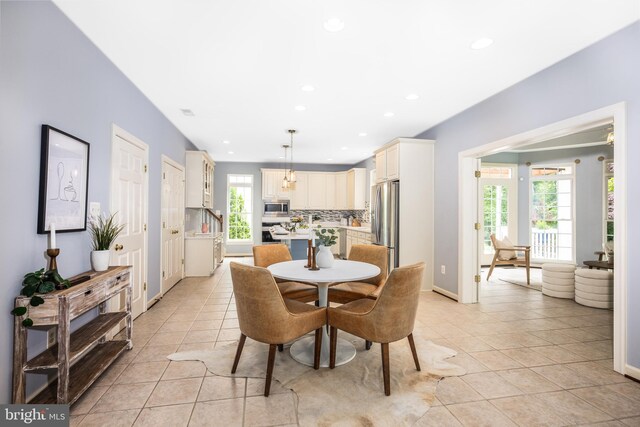 615 Pearl Point Ct, Millersville, MD 21108 - dining space with recessed lighting, light tile patterned flooring, and baseboards