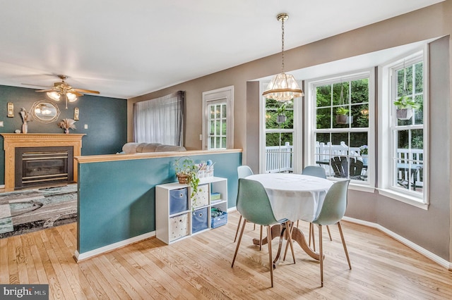 2452 Tuckahoe Ct, Waldorf, MD 20601 - dining space featuring wood-type flooring, baseboards, a chandelier, and a ceiling fan