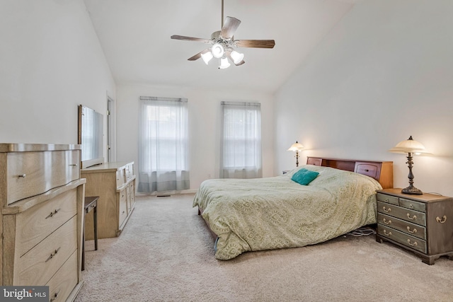 2452 Tuckahoe Ct, Waldorf, MD 20601 - bedroom featuring vaulted ceiling, light carpet, and ceiling fan