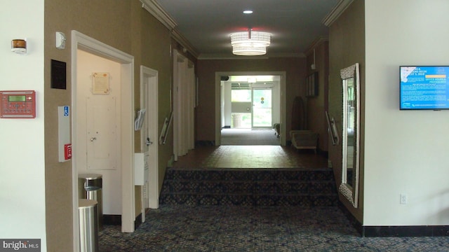 6641 Wakefield Dr Unit 801, Alexandria, VA 22307 - hall featuring carpet, ornamental molding, and baseboards
