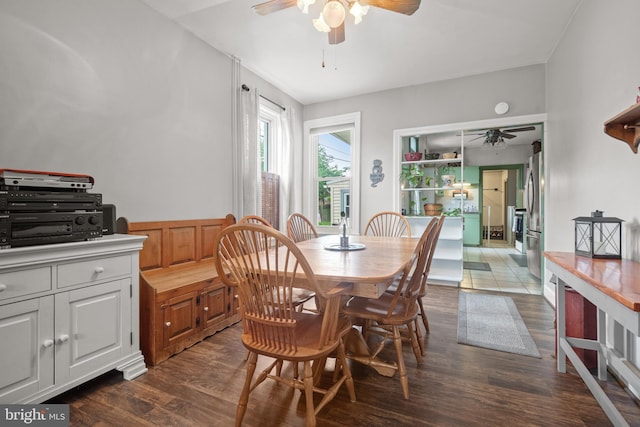 848 Houston St, Columbia, PA 17512 - dining room with ceiling fan and dark wood-style flooring