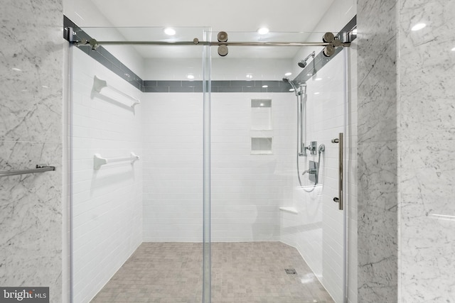 1300 Crystal Dr Unit 1408S, Arlington, VA 22202 - full bathroom with a shower stall and recessed lighting
