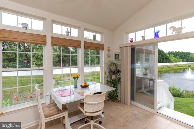 31142 Mills Chase Dr Unit 9, Lewes, DE 19958 - sunroom with a water view and lofted ceiling