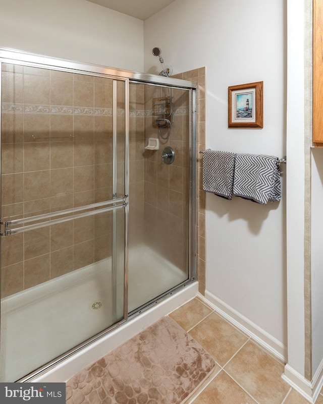 31142 Mills Chase Dr Unit 9, Lewes, DE 19958 - full bath featuring tile patterned flooring, a stall shower, and baseboards