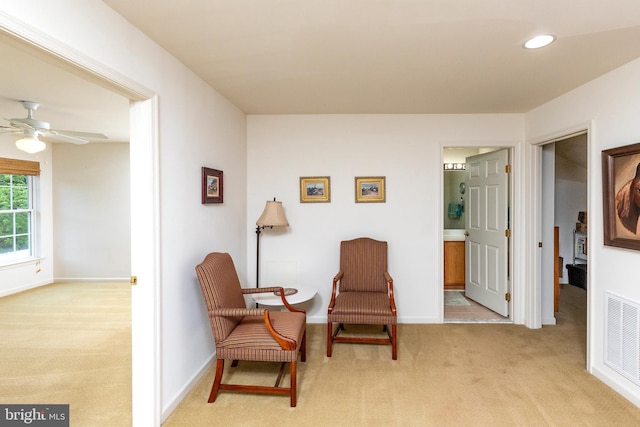 31142 Mills Chase Dr Unit 9, Lewes, DE 19958 - living area with carpet flooring, a ceiling fan, baseboards, and recessed lighting