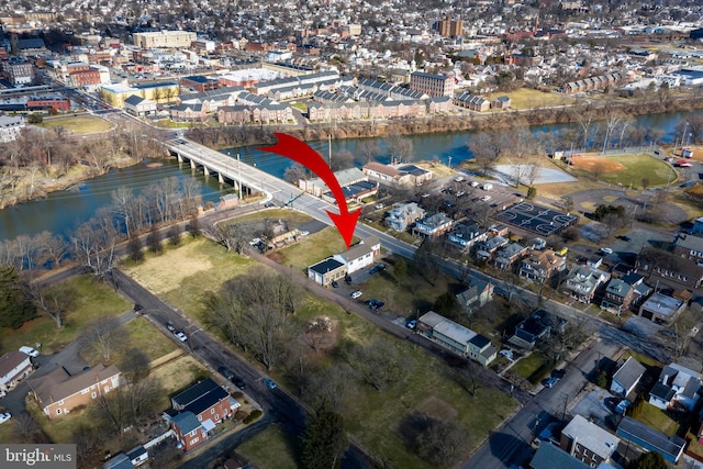 225 S Hanover St, Pottstown, PA 19465 - view of property location with a large body of water, a notable bridge, and nearby urban area