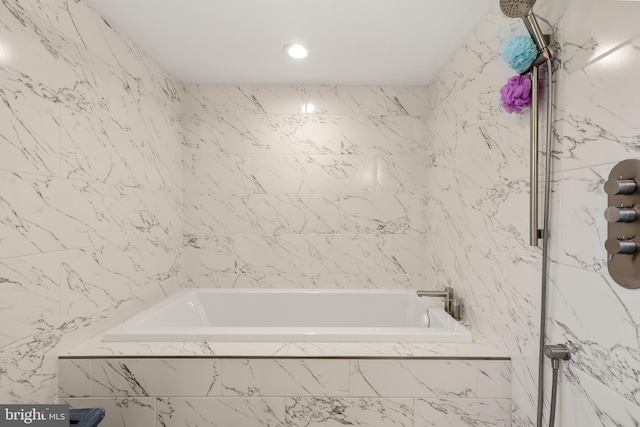 bathroom with recessed lighting