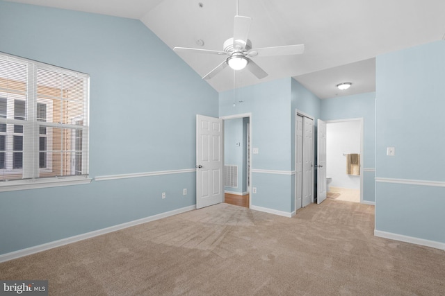 12708 Found Stone Rd Unit 3-304, Germantown, MD 20876 - unfurnished bedroom with carpet flooring, lofted ceiling, a closet, and ceiling fan