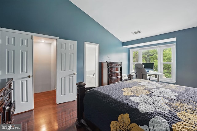 6410 Brass Button Ct, Centreville, VA 20121 - bedroom featuring dark wood-type flooring and high vaulted ceiling