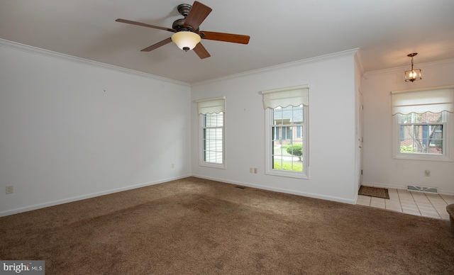 125 Wyndham Way, Harrisburg, PA 17109 - empty room featuring light carpet, crown molding, a ceiling fan, and baseboards