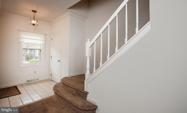 125 Wyndham Way, Harrisburg, PA 17109 - tiled entrance foyer with stairway, crown molding, and baseboards