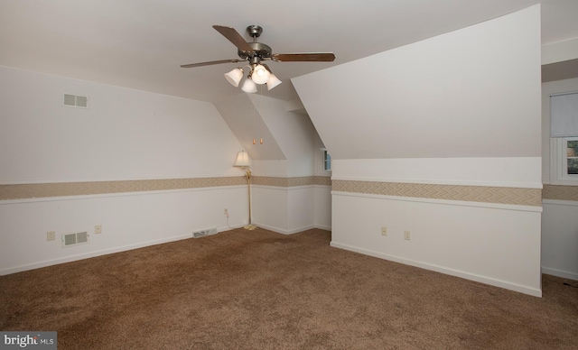 125 Wyndham Way, Harrisburg, PA 17109 - additional living space with ceiling fan, carpet, lofted ceiling, and baseboards