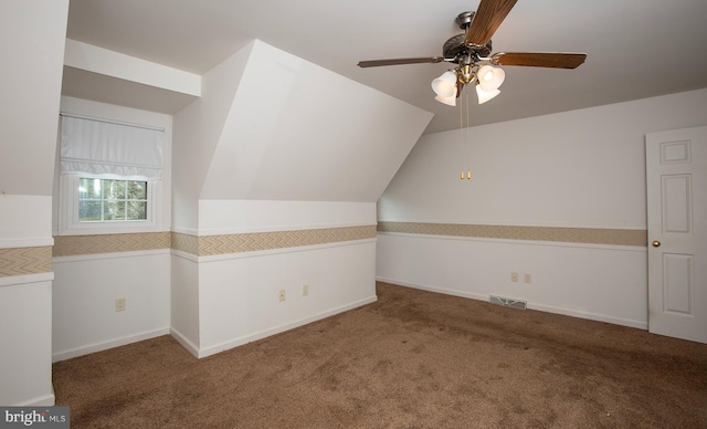 125 Wyndham Way, Harrisburg, PA 17109 - additional living space featuring a ceiling fan, carpet, lofted ceiling, and baseboards