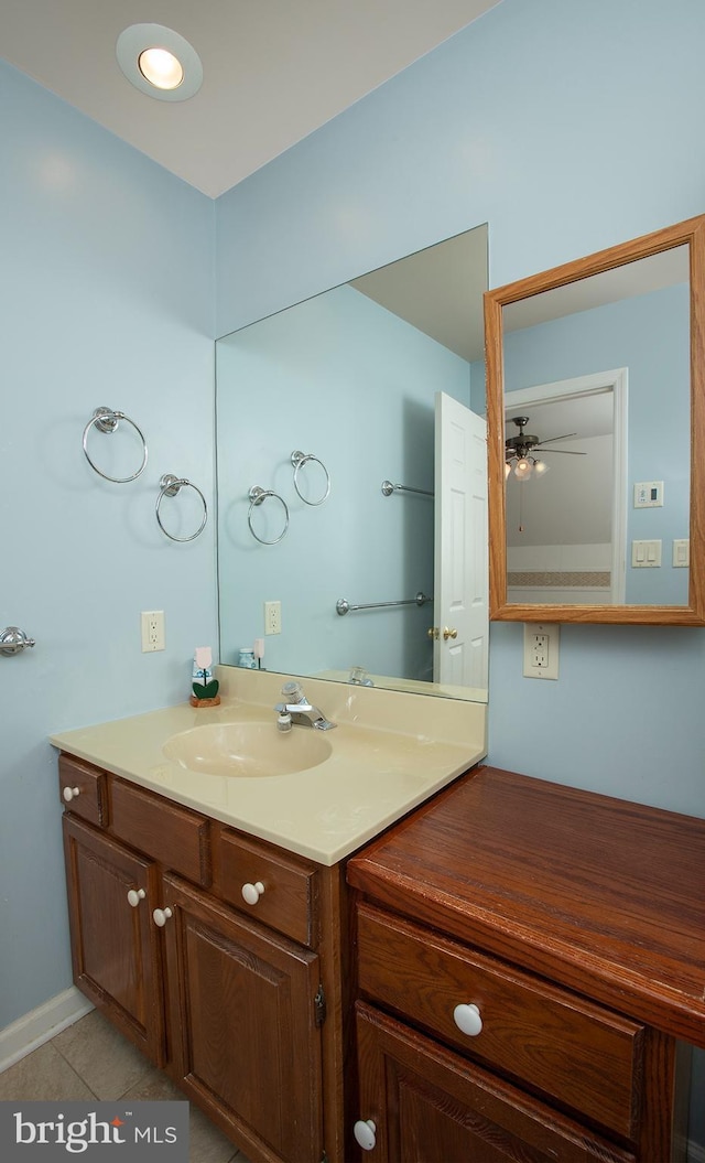 125 Wyndham Way, Harrisburg, PA 17109 - bathroom featuring vanity, tile patterned floors, and ceiling fan