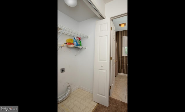 125 Wyndham Way, Harrisburg, PA 17109 - washroom featuring hookup for an electric dryer, light tile patterned floors, baseboards, and light carpet