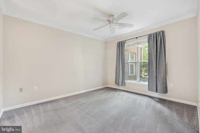 2204 Westcourt Ln Unit 122, Herndon, VA 20170 - spare room featuring carpet, ornamental molding, baseboards, and ceiling fan