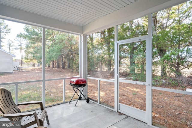 view of unfurnished sunroom