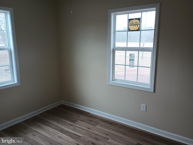 4302 Messick Rd, Rhodesdale, MD 21659 - empty room with dark wood finished floors, baseboards, and healthy amount of natural light