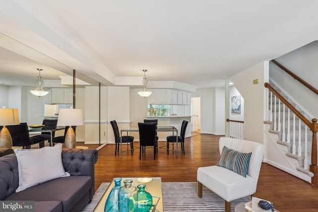 810 N Fayette St, Alexandria, VA 22314 - living room with wood finished floors and stairway