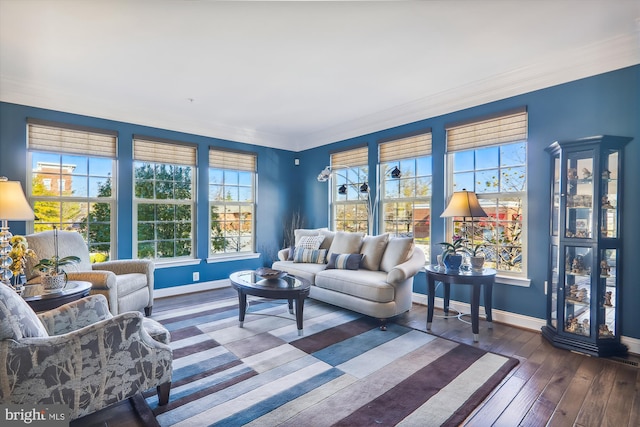801 Skippers Ln, Annapolis, MD 21401 - living area with baseboards, hardwood / wood-style flooring, and crown molding