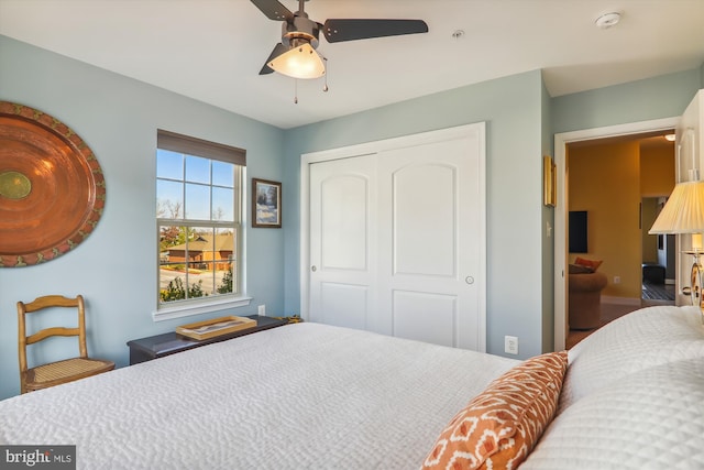 801 Skippers Ln, Annapolis, MD 21401 - bedroom with a closet, ceiling fan, and baseboards