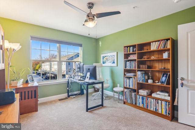 801 Skippers Ln, Annapolis, MD 21401 - office area with a ceiling fan, carpet flooring, and baseboards