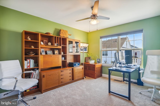 801 Skippers Ln, Annapolis, MD 21401 - office area featuring a ceiling fan, light colored carpet, and baseboards