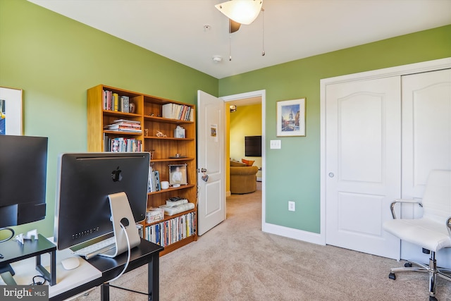 801 Skippers Ln, Annapolis, MD 21401 - carpeted home office with baseboards and a ceiling fan