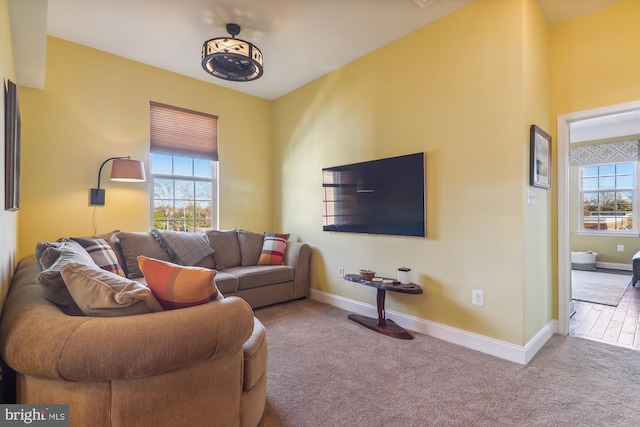 801 Skippers Ln, Annapolis, MD 21401 - carpeted living area with plenty of natural light and baseboards