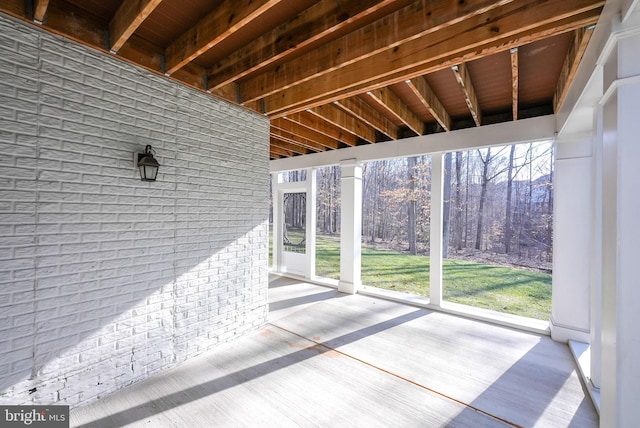 view of unfurnished sunroom