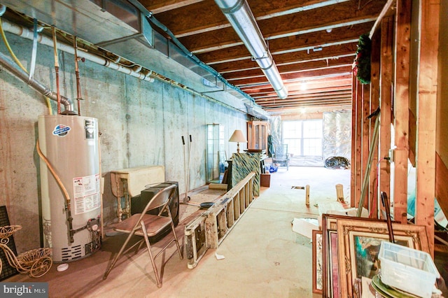 below grade area with gas water heater