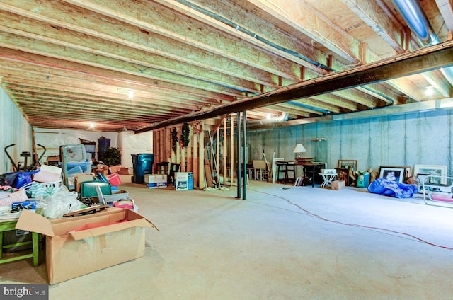 view of unfinished basement