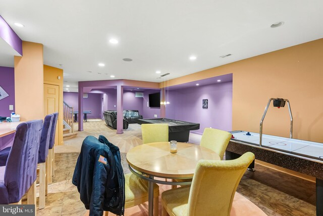 12406 Old Grey Mare Ct, Reisterstown, MD 21136 - dining room featuring stairway and recessed lighting
