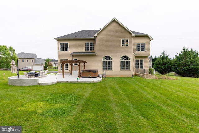 12406 Old Grey Mare Ct, Reisterstown, MD 21136 - rear view of property with a hot tub, a patio area, a yard, and a pergola