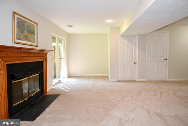 43193 Ribboncrest Ter, Ashburn, VA 20147 - unfurnished living room featuring a fireplace with flush hearth and carpet floors