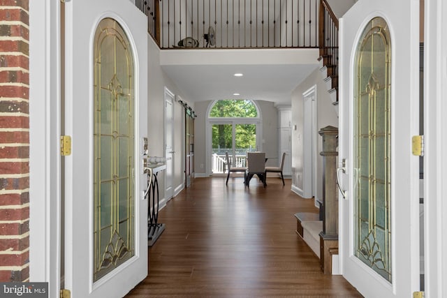 410 Metropolitan Blvd, Pasadena, MD 21122 - foyer featuring dark wood-style flooring, baseboards, recessed lighting, and french doors