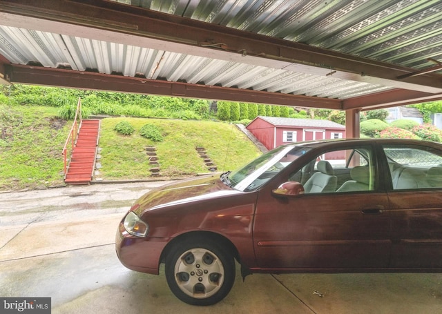view of garage