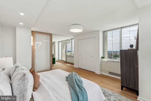 604 S Washington Sq Unit 2917, Philadelphia, PA 19106 - bedroom with light wood-style floors, recessed lighting, and baseboards
