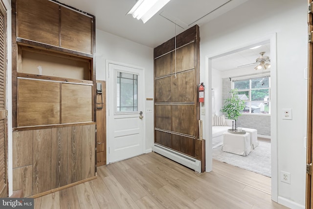 15415 Michigan Rd, Woodbridge, VA 22191 - entryway featuring a baseboard radiator, light wood-style floors, and a ceiling fan
