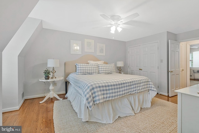 1153 Randolph Rd, Mclean, VA 22101 - bedroom featuring a closet, light wood-style floors, and a ceiling fan