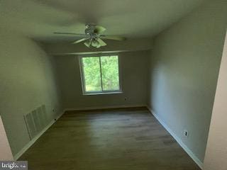 129 Echelon Rd, Voorhees, NJ 08043 - empty room featuring ceiling fan, baseboards, and wood finished floors