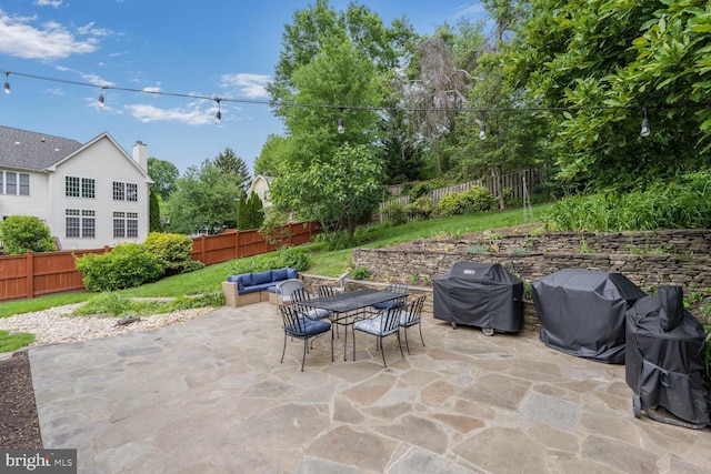 2901 N Rochester St, Arlington, VA 22213 - view of patio featuring a grill, an outdoor living space, and outdoor dining space