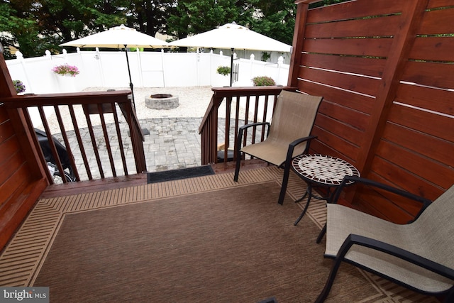 359 Eagle Way, Smyrna, DE 19977 - wooden terrace with an outdoor fire pit